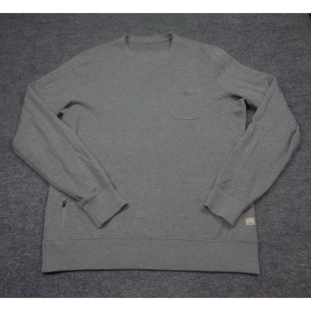 Vuori Jeffreys Pullover Mens L Light Gray Crew Neck Sweater Sweatshirt Pocket